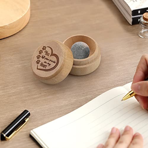 Dog Memorial Box for Loss Pet Wooden Keepsake Box with Pet Paw Engraving brown