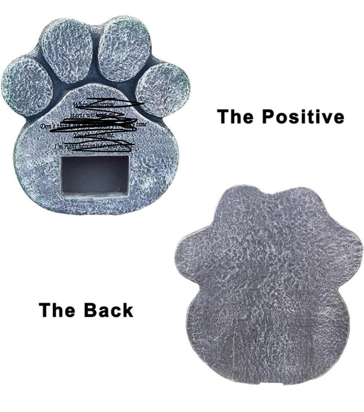 Paw Print Memorial Stone Marker Plaque W/ Sympathy Poem, 3”x2” Picture Slot NEW