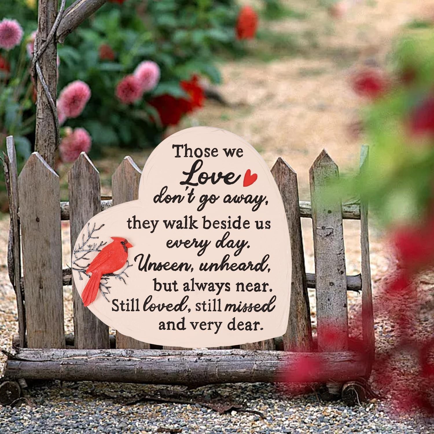Heart Shaped Memorial Garden Stones, 10 inches Sympathy Garden Stone for Love…