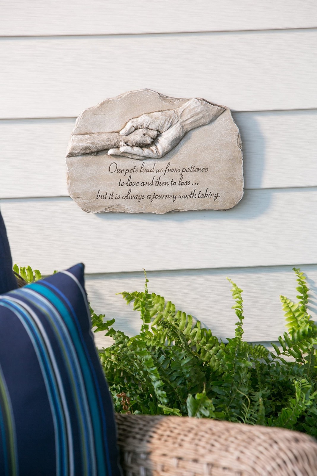 Evergreen Garden Dog Paw in Hand Devotion Painted Polystone Stepping Stone – …