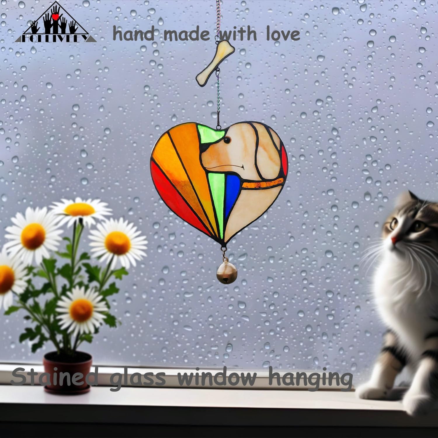 Handmade Stained Glass Rainbow Bridge Dog Memorial Gifts, Loss of Dog Sympath…