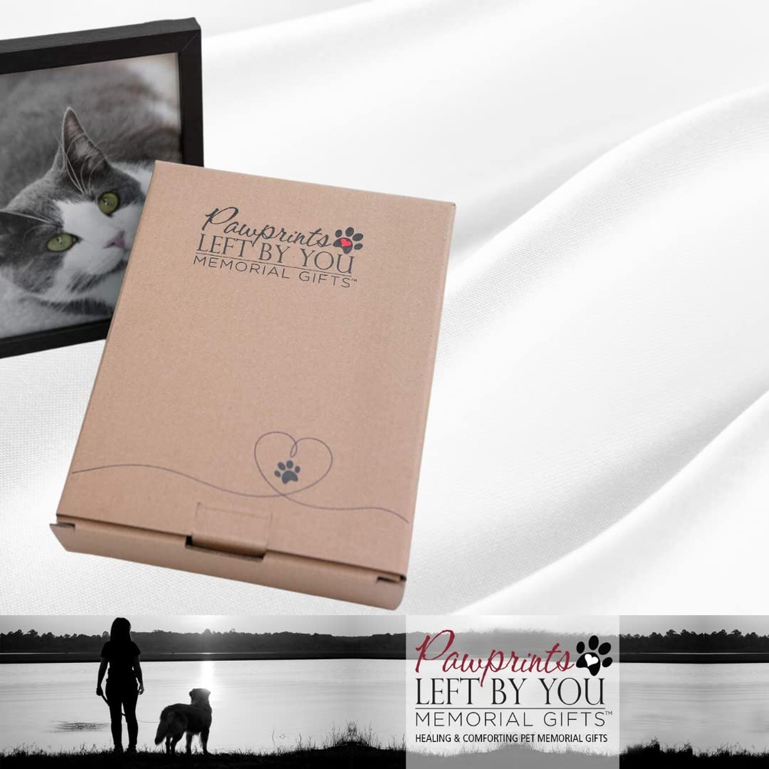 Pawprints Pet Memorial 5″ x 7″ Frame for Cats with Pawprints Left by You Poem…