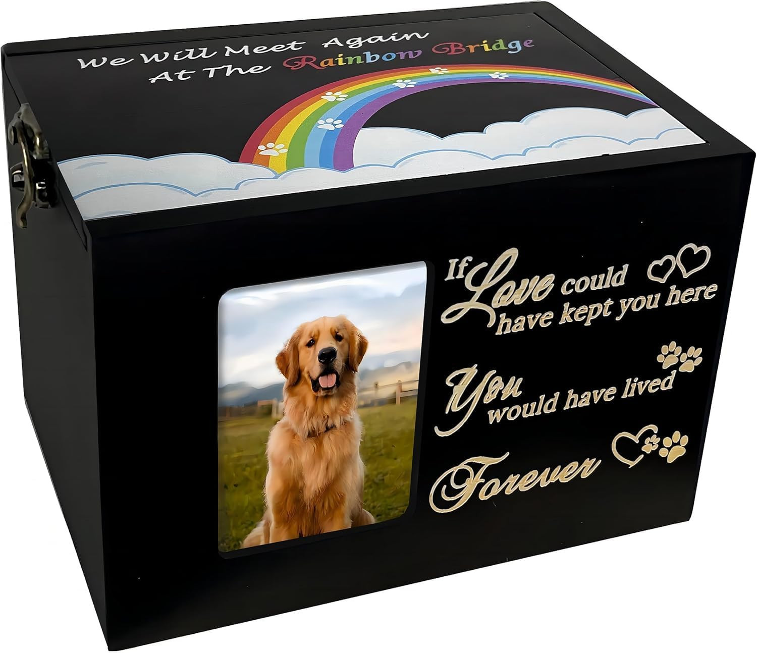 Pet Urns for Dogs or Cats Ashes,Medium Wooden Funeral Cremation Memorial Box wit
