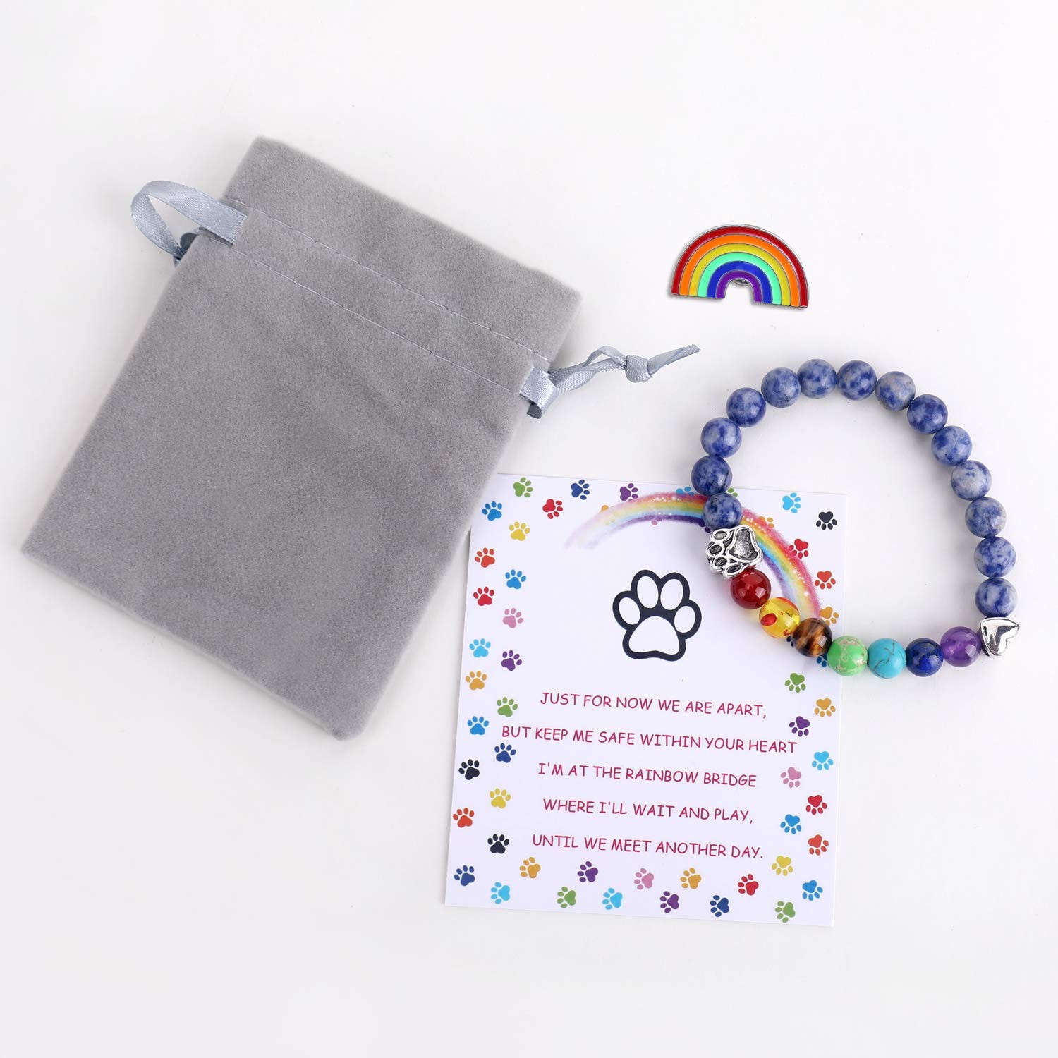 Unijew Pet Memorial Gifts, Rainbow Bridge Bracelet for 8 month, multi-color