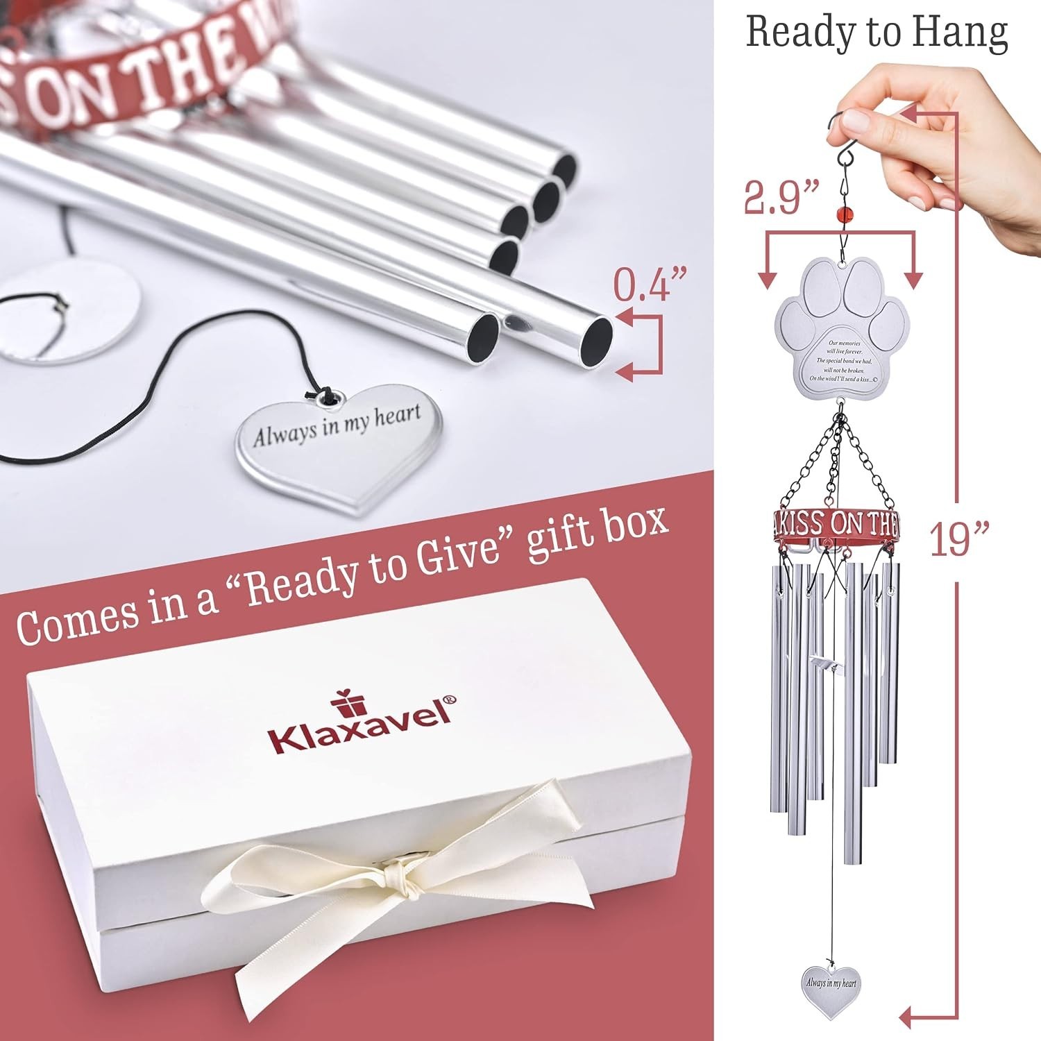 Pet Memorial Wind Chimes – 19″ Rainbow Bridge Pet Memorial Gifts, Thoughtful …