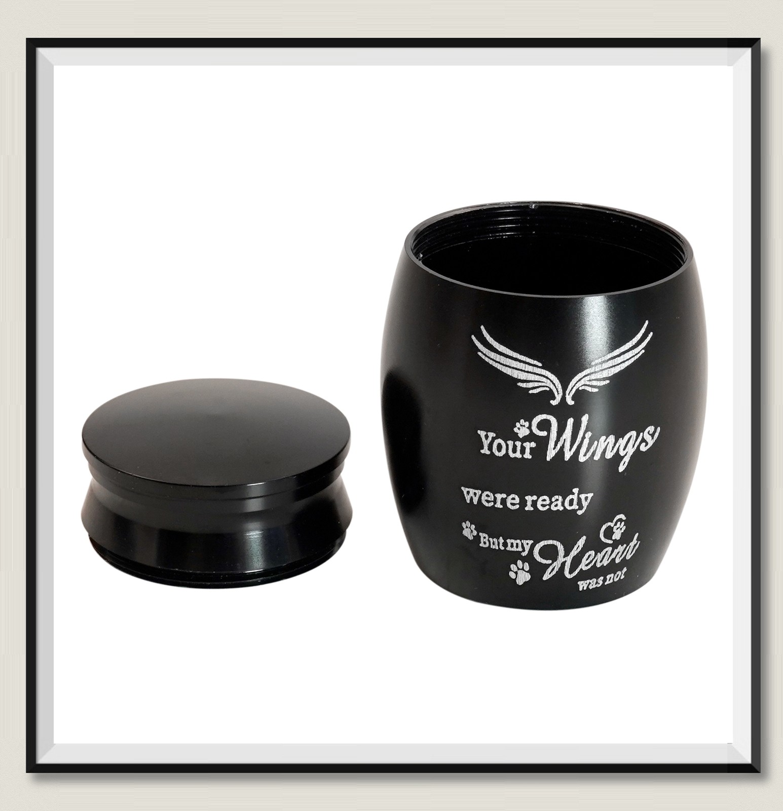 1.57 in Mini Pet Memorial Small Urns for Dog Cat Ashes Stainless Steel (Black)
