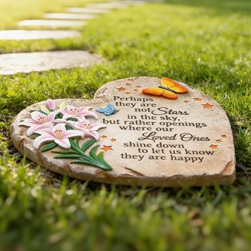 Memorial Garden Stone with Heartfelt Quote, 10 inch Garden Stepping Stones,
