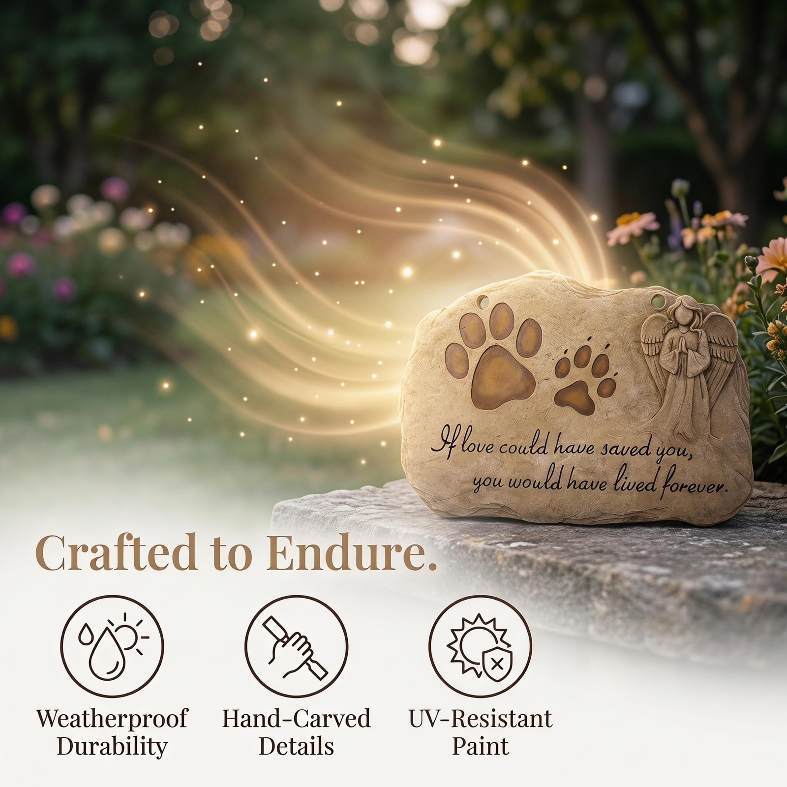 jinhuoba Pet Dog Memorial Stones Headstones Plaques with Angel, Sympathy Paw …