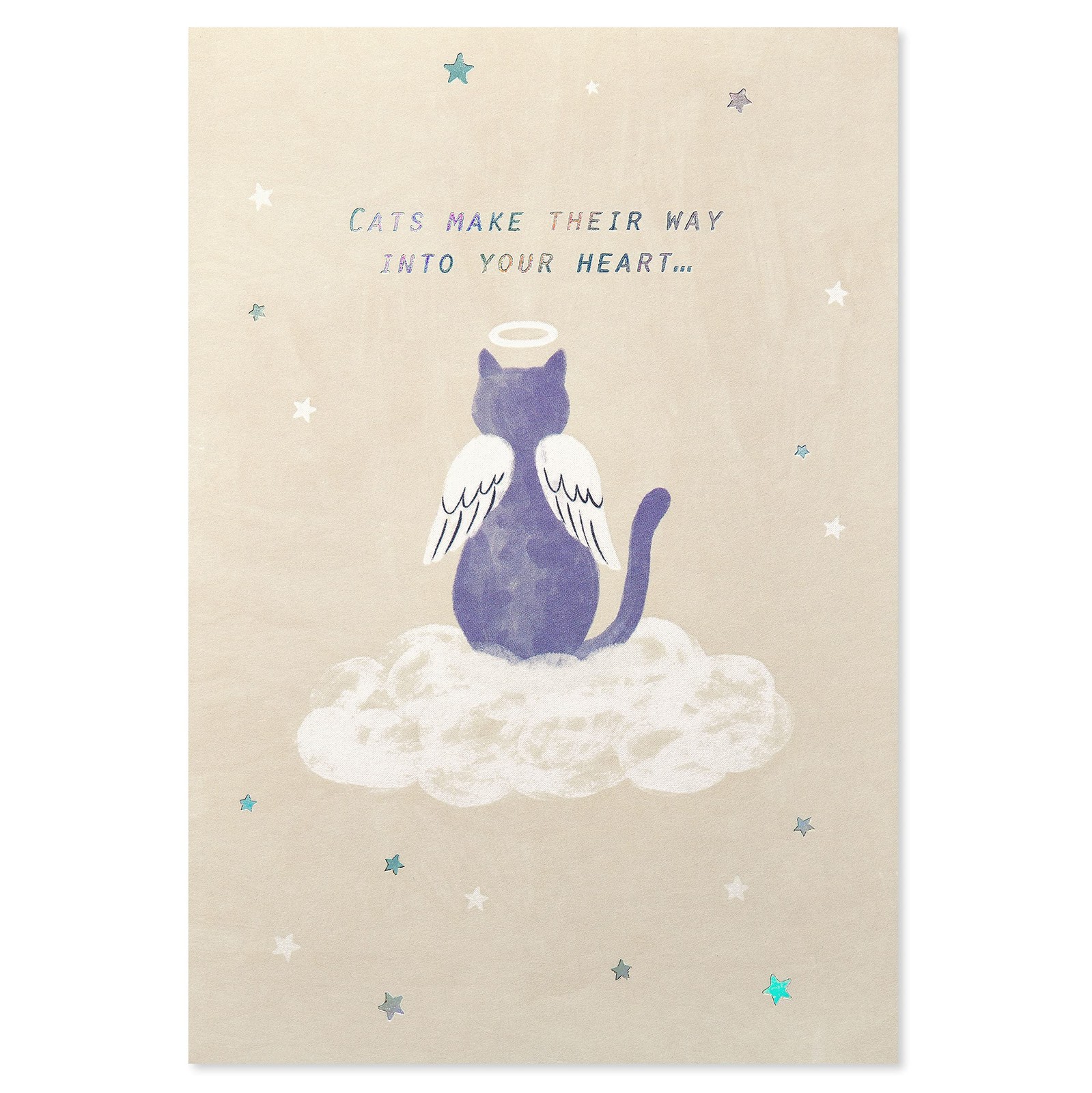 Pet Condolence Card for Cat Lovers, Memorial Keepsake, Grieving Gift, Beige