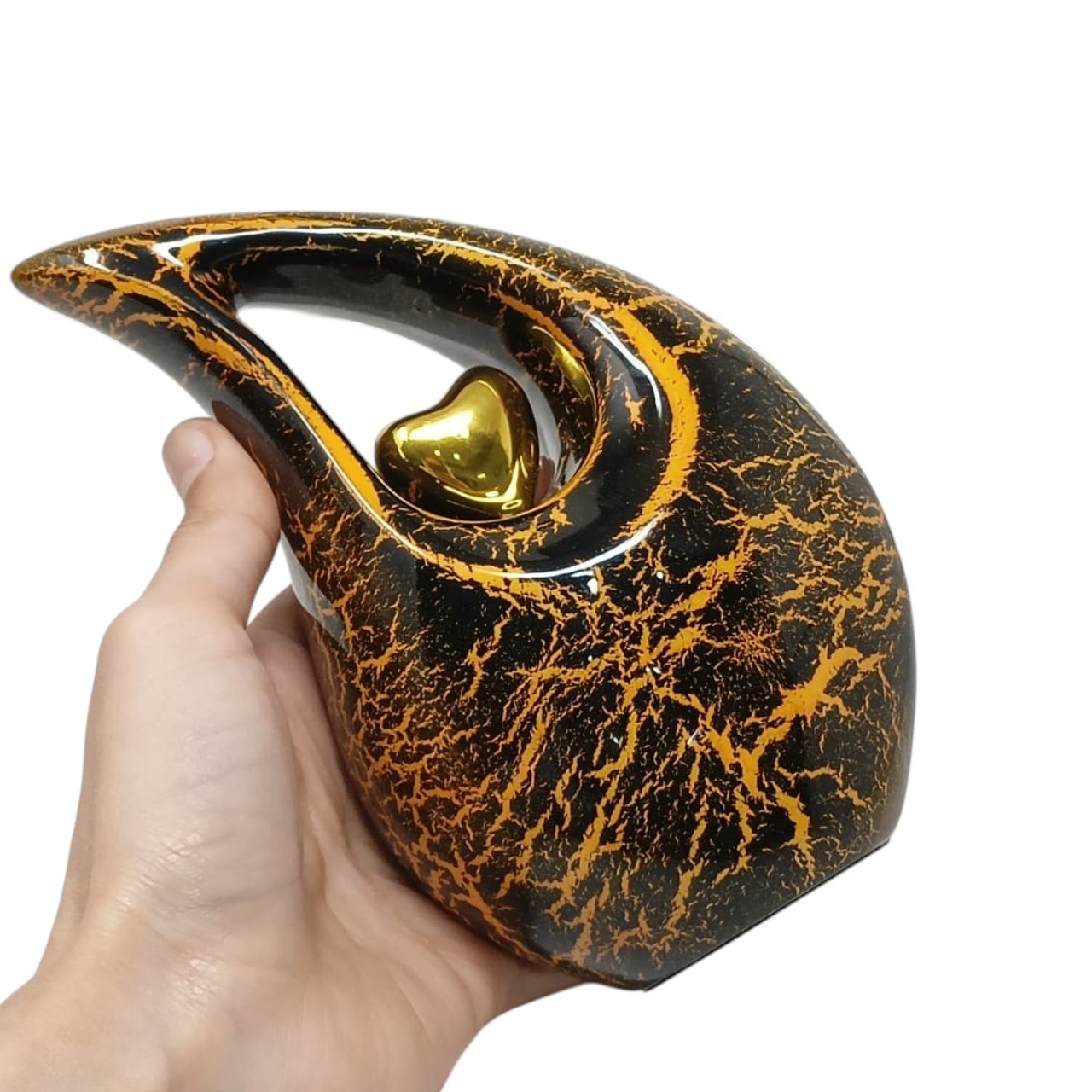 Handcrafted Mini Cremation Urn for Human Ashes – Yellow Teardrop Keepsake Earns