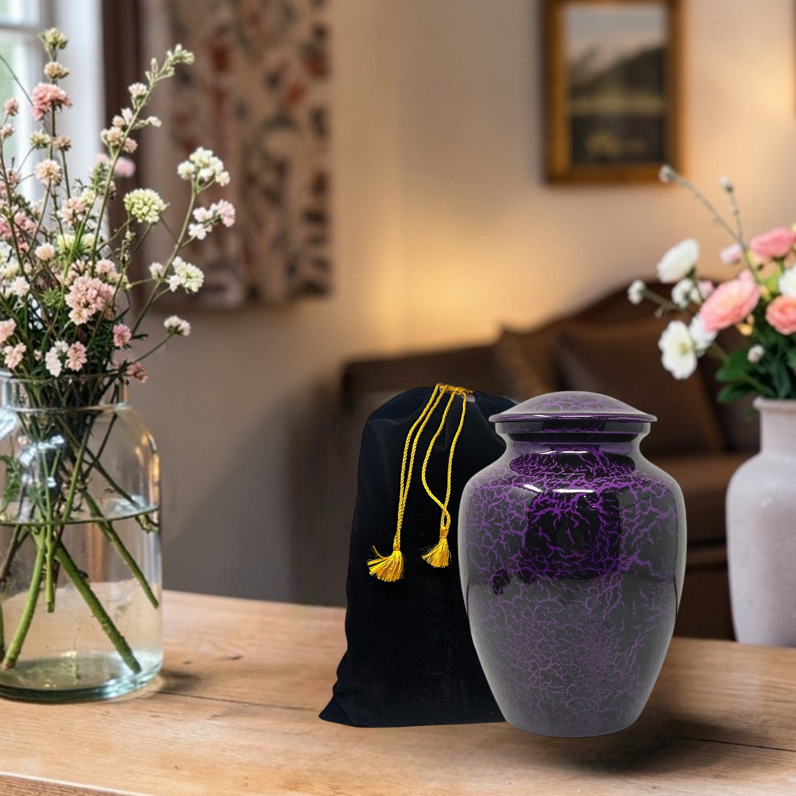 8 Inch Marble Cremation Adult Memorial Medium Urn for Child Pet Ashes with Bag