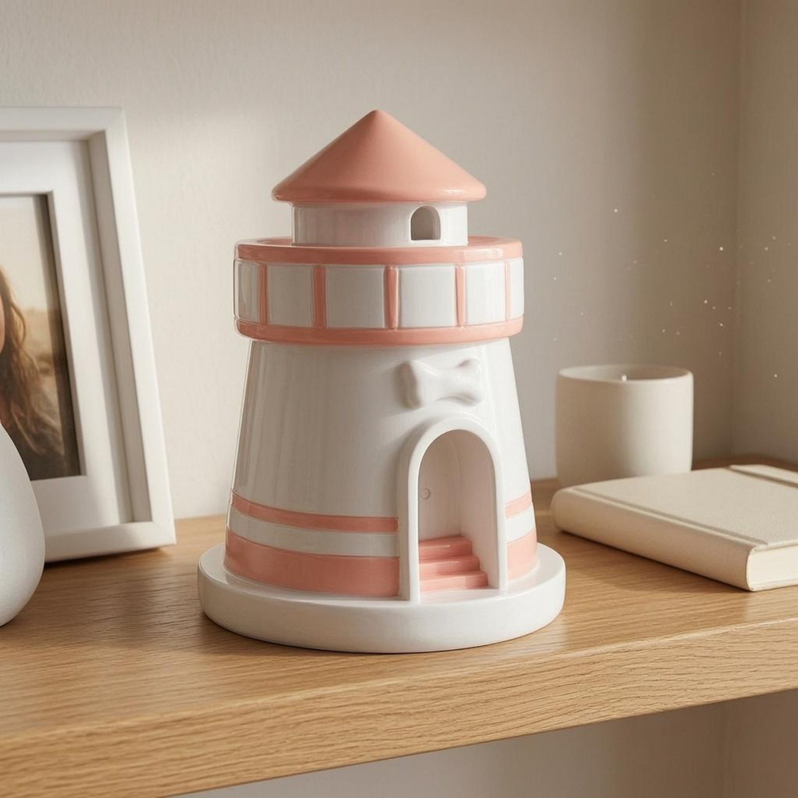 Pet Memorial Urn Conical Roof Lighthouse Container Round Base