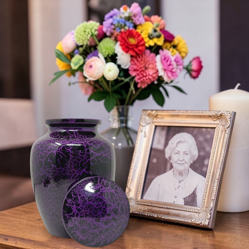8 Inch Marble Cremation Adult Memorial Medium Urn for Child Pet Ashes with Bag