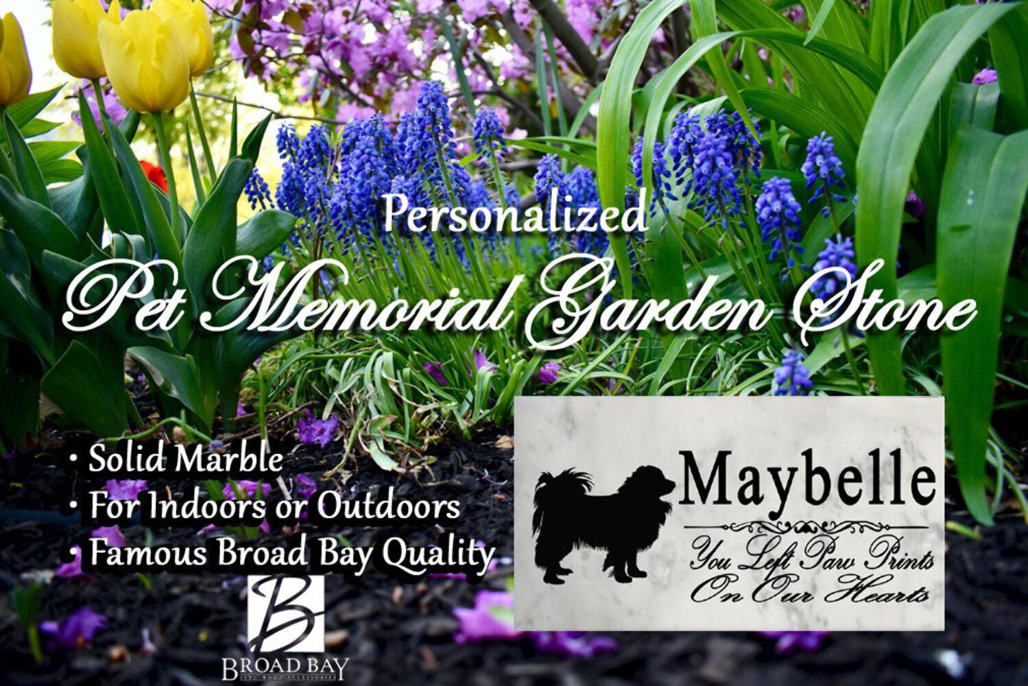 Papillon Memorial Stone Personalized Garden Plaque Grave Marker Outdoor or Indoo