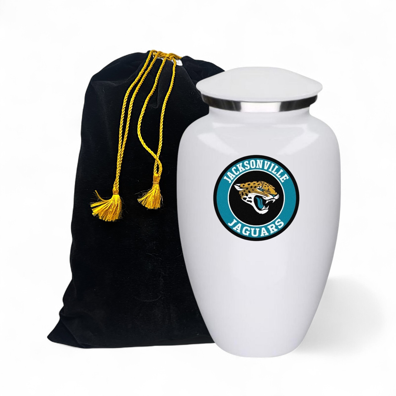 Jacksonville Football Theme Large Aluminum Cremation Urn Adult Human Ashes w/Bag