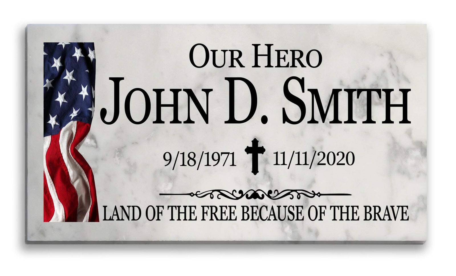Military Memorial Stone Plaque Gift Custom Outdoor Marble Remembrance Plaque – U