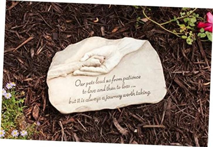 Dog Paw in Hand Devotion Painted Polystone Stepping Stone – 12”W x 0.5”D x