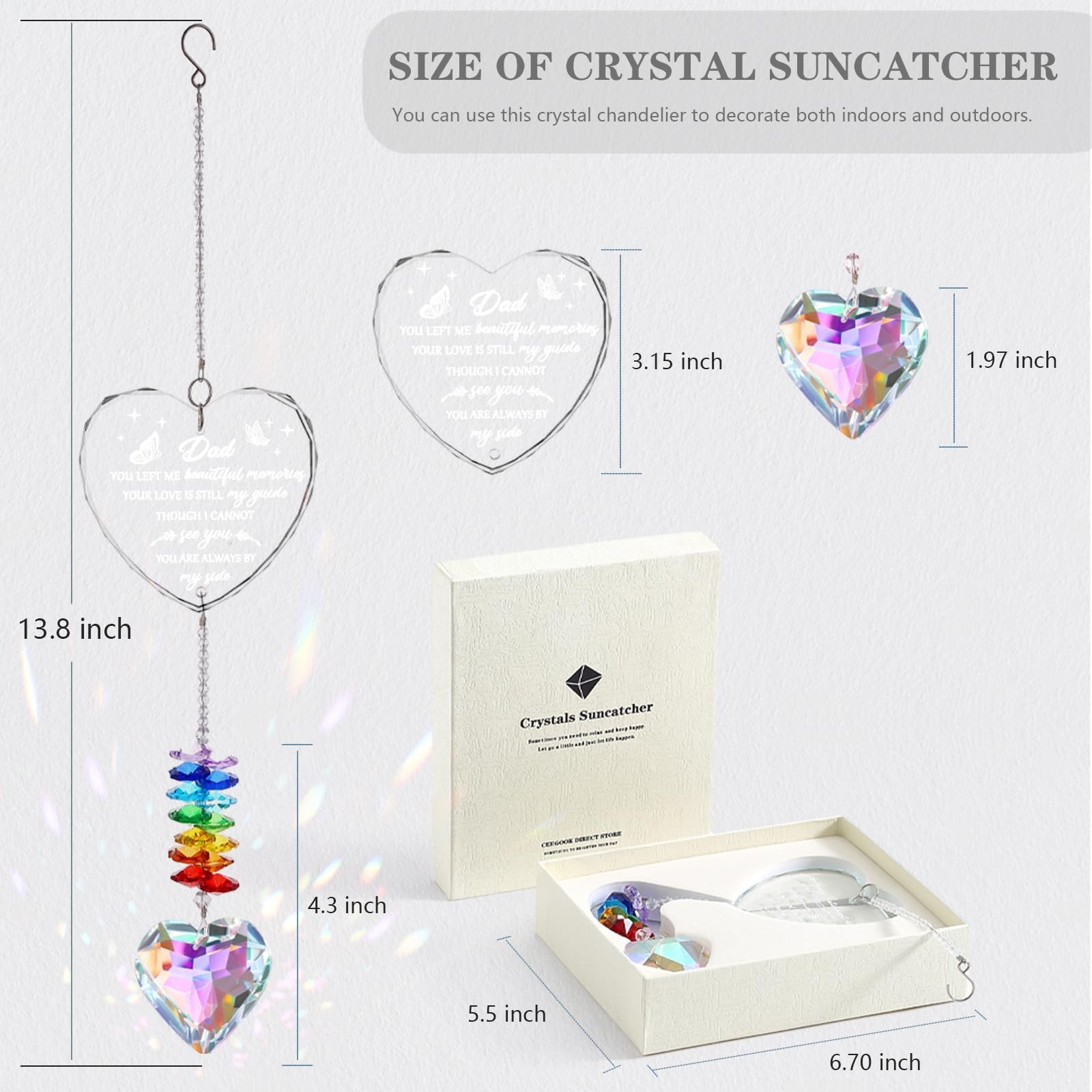 Sympathy Gifts for Loss of Dad, K9 Crystal Suncatcher Memorial for Loss of Fa…