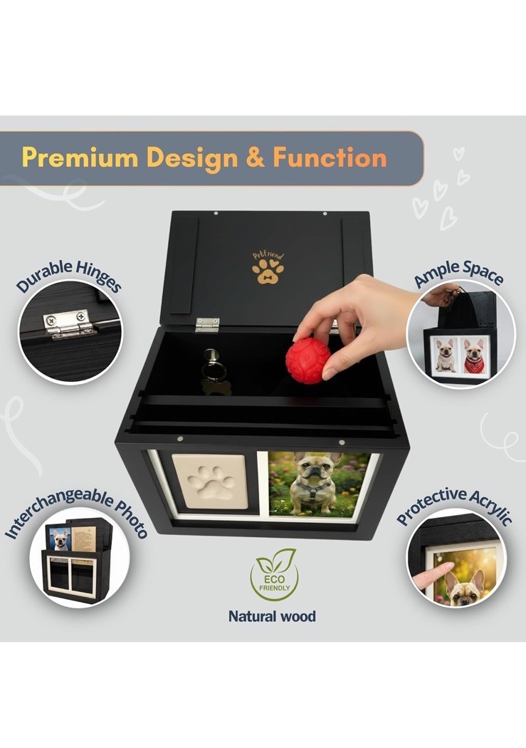 Personalized Paw Print Memory Box for Dogs and Cats – Includes Urn and Clay Kit