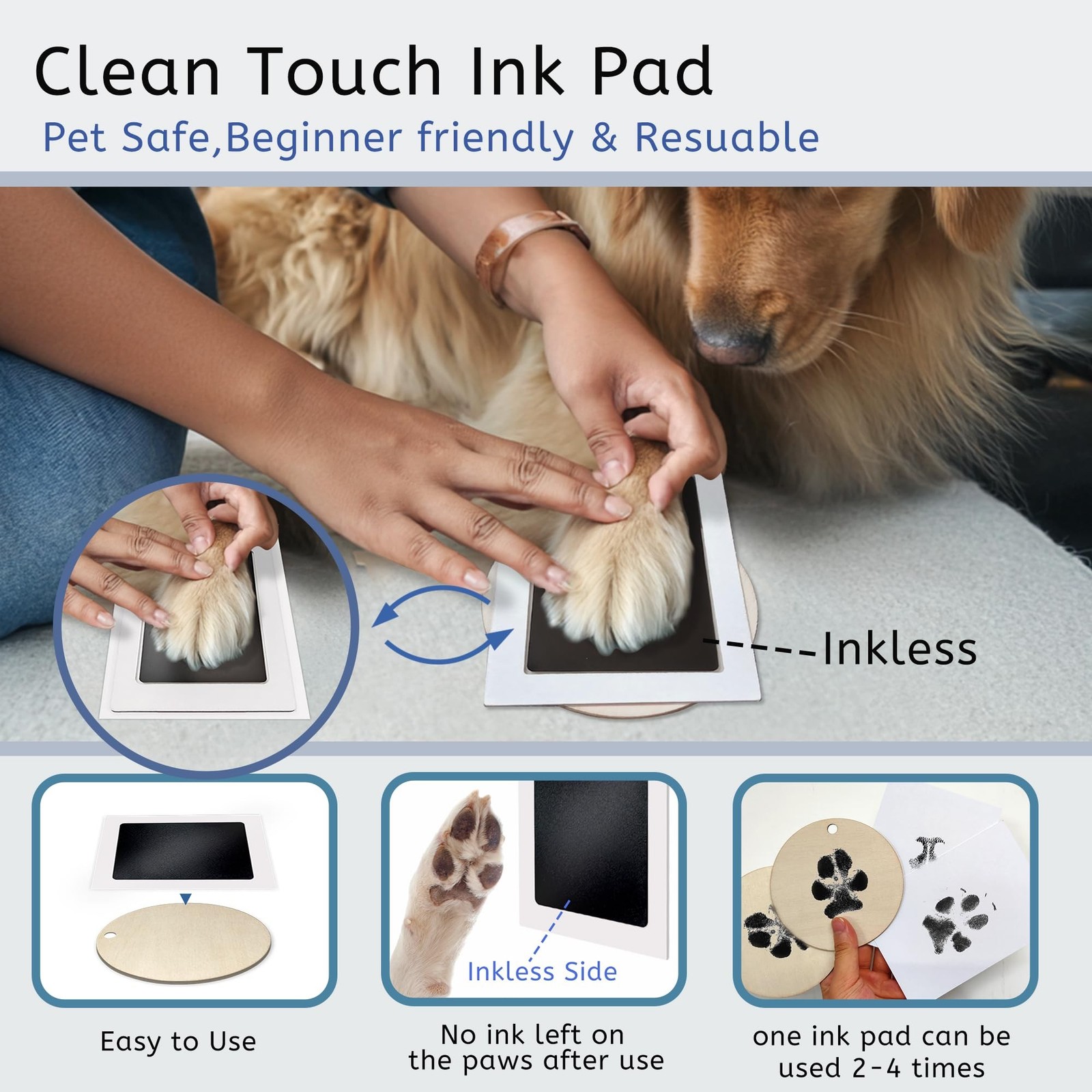 Inkless Pet Paw Print Kit,Dog Nose Print Kit,Ink Paw Print Ornament for Dogs …