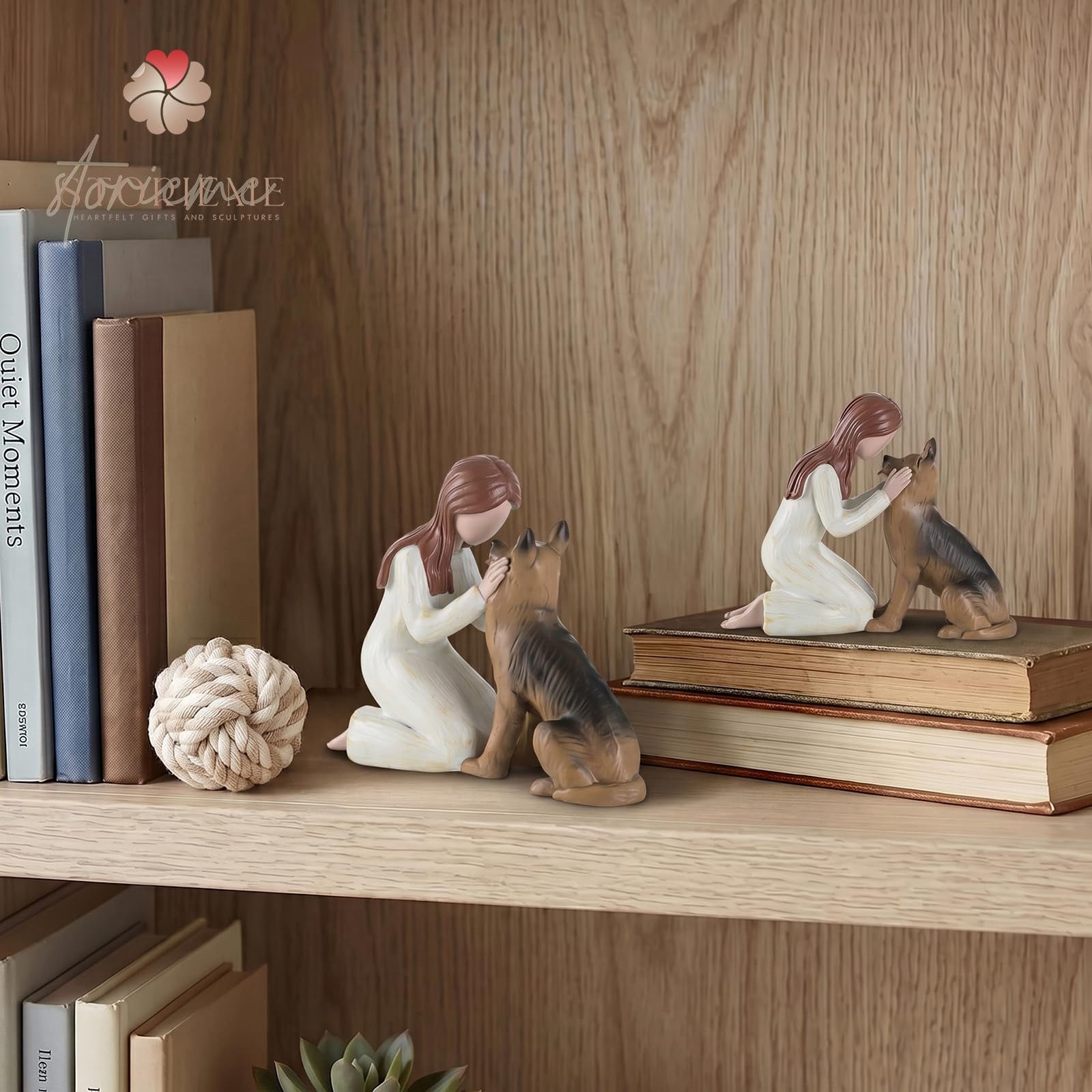 German Shepherd Pet Loss Sympathy Memorial Figurine For Dog Mom 5.4×4.3 Inch