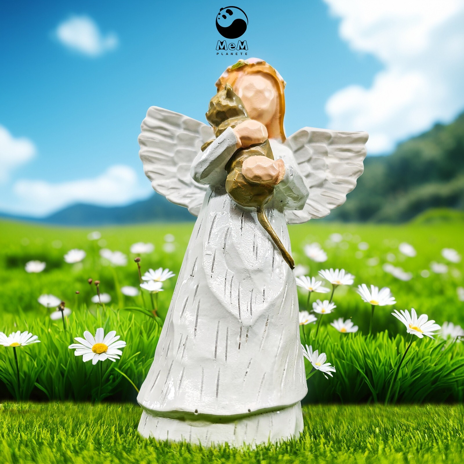 Cat Pet Memorial Urn Black Walnut Material With Photo Frame And Angel Sculpture