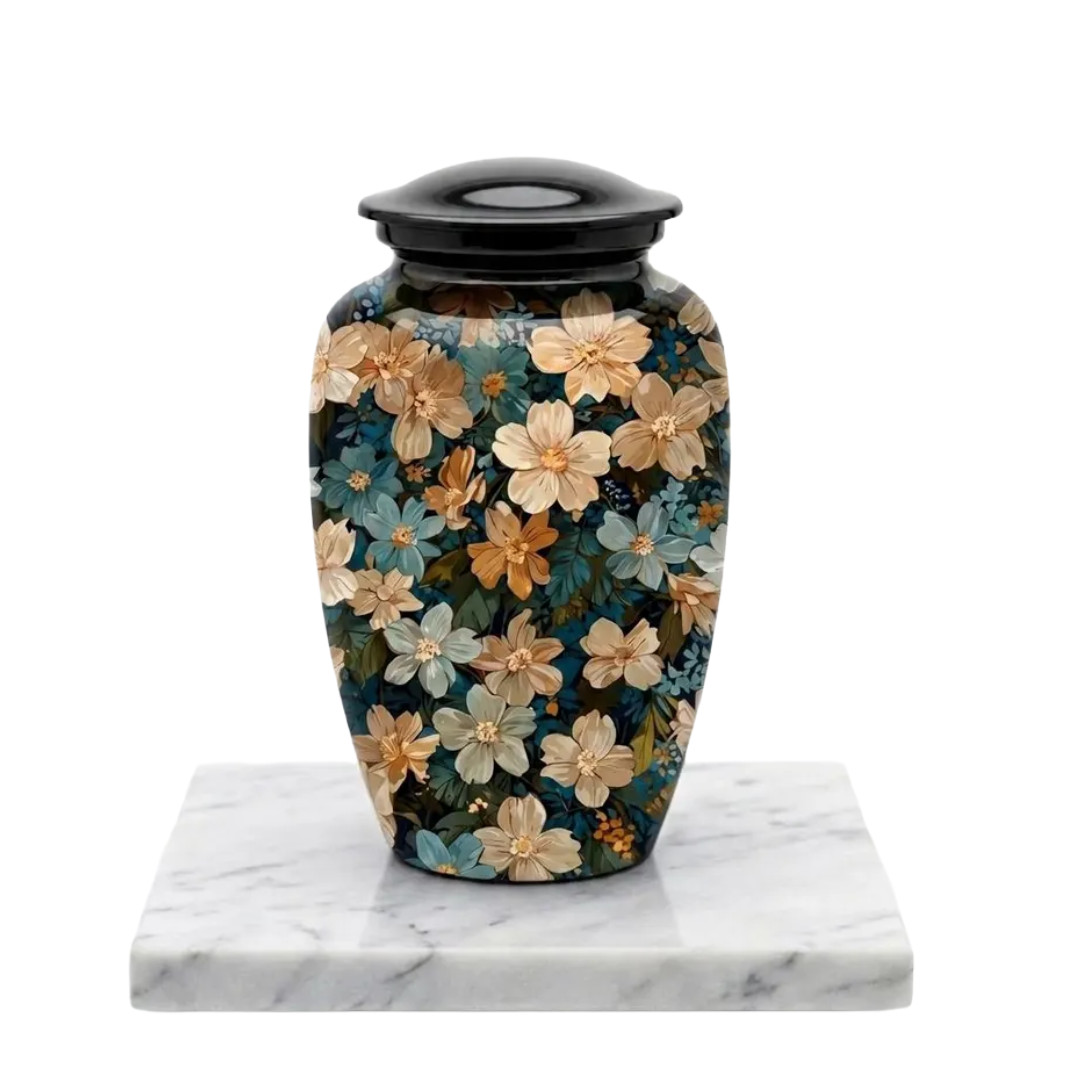 Large Adult Urn for Ashes Floral Design 190 Cu In Memorial Cremation Urn w/Bag