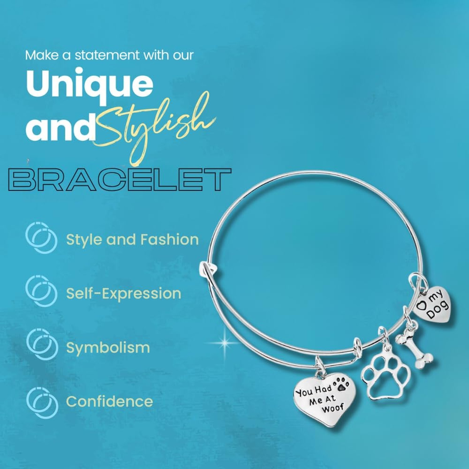 Infinity Collection Dog Charm Bracelet – Paw Print Jewelry- Dog Lovers Bracel…