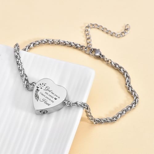 Heart Cremation Jewelry Urn Bracelet for Ashes for Women Memorial 3pcs heart