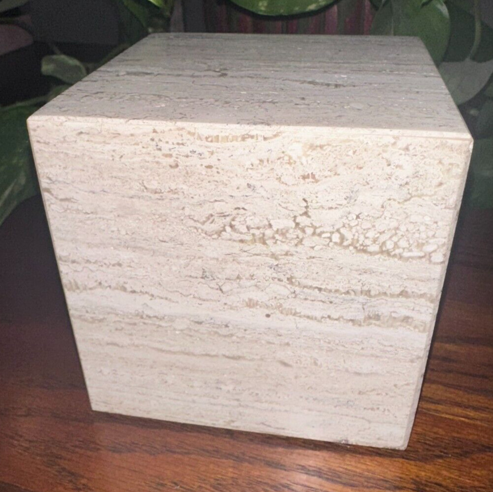 Natural light travertine marble cube pet urn memorial dog cremains handmade cat