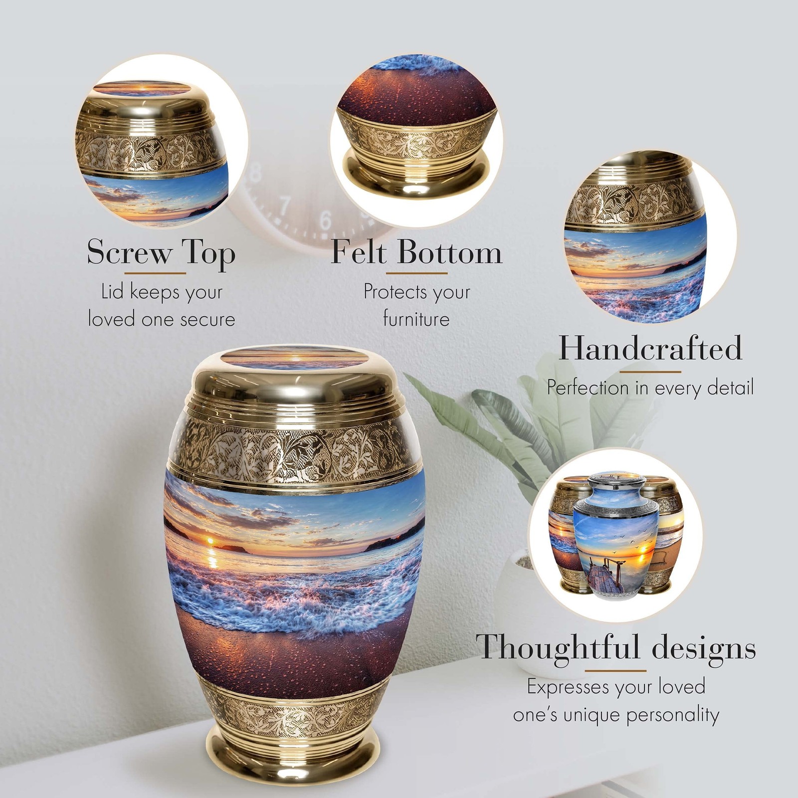 Hawaiian Sunset Cremation Urn for Ashes Adult Male – Personalized Urn for Ash…