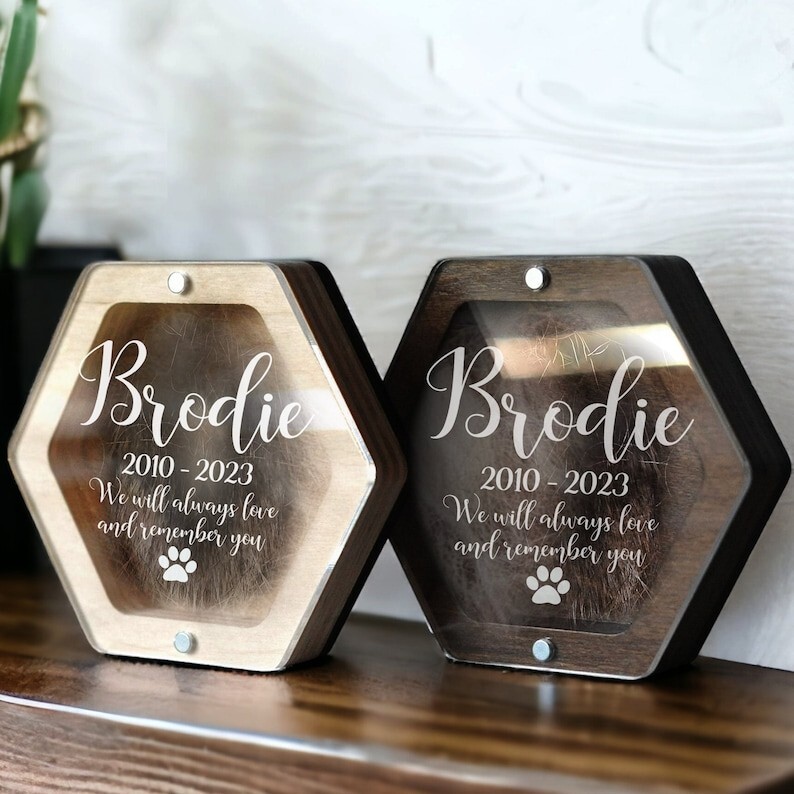Custom Pet Hair Keepsake Memorial Box, Engraved Loss of Pet Gifts, Dog Lovers