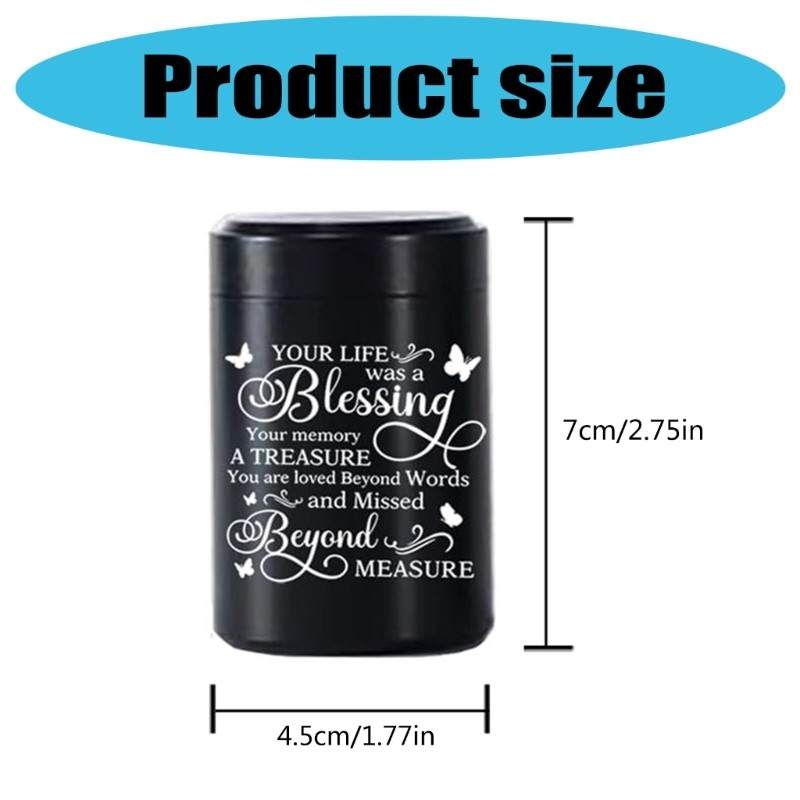 Black Stainless Steel Cremation Urn For Pet Ashes Casket Storage Urn Casket Jar