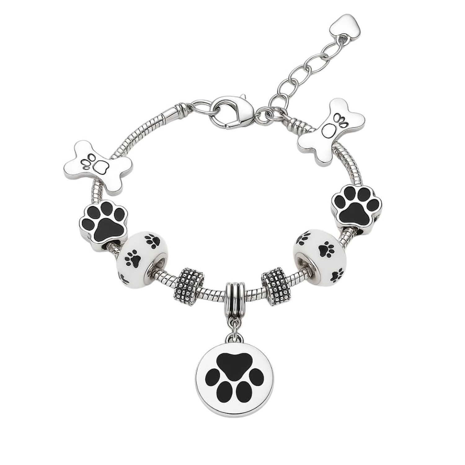 Infinity Collection Dog Paw Print Charm Bracelet – Silver Pet Lover Jewelr