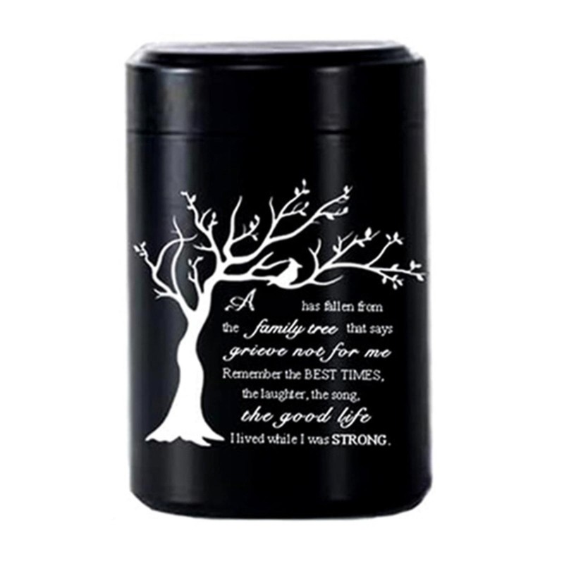 Black Stainless Steel Cremation Urn For Pet Ashes Casket Storage Urn Casket Jar