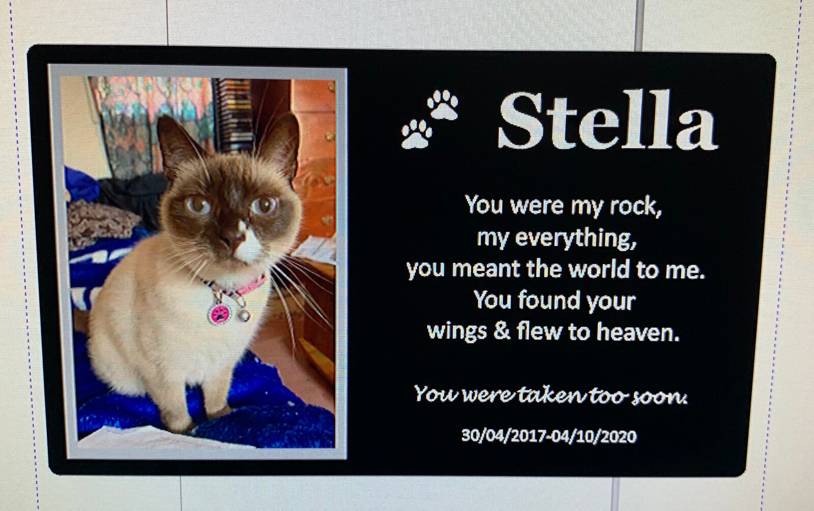 Photo Plaque Personalised Memorial (Duraluxe) 150mm x 100mm