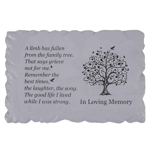 11.8 inches Long Tree of Life Song Polyresin Memorial Garden Stone, Grey Tree