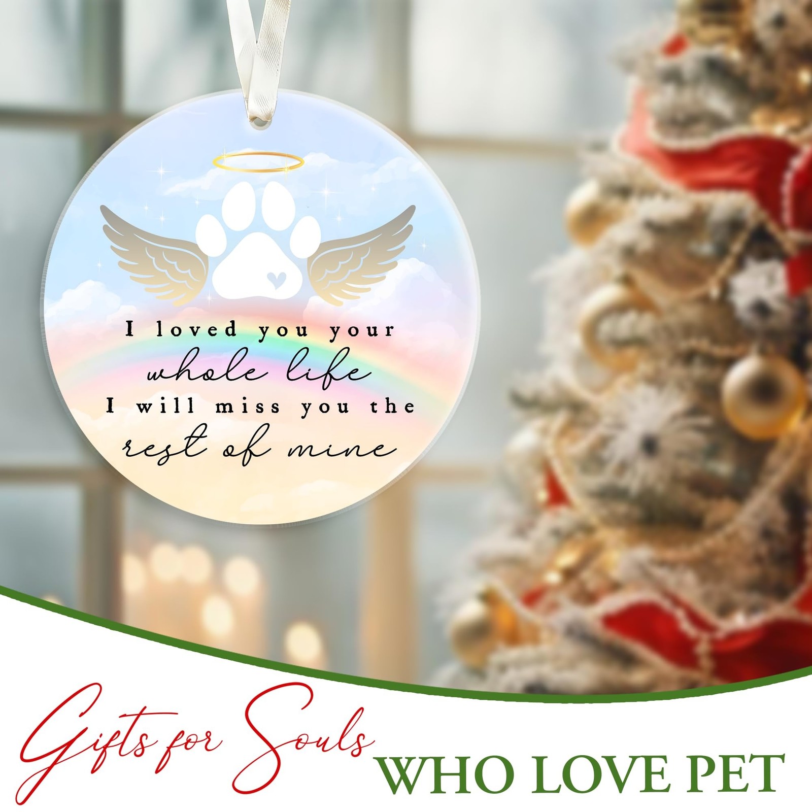 Rainbow Bridge Acrylic Keepsake – 3.5″ Round Pet Memorial Gift – in