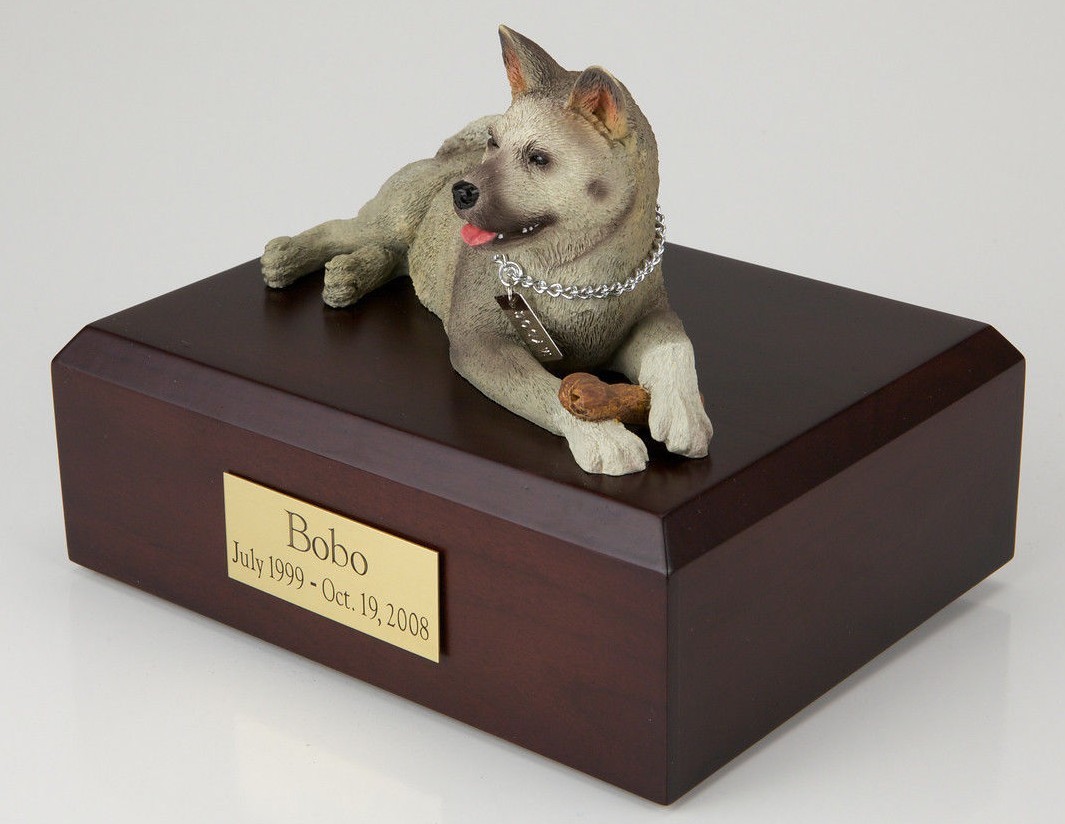 Akita Gray Pet Funeral Cremation Urn Available in 3 Different Colors & 4 Sizes