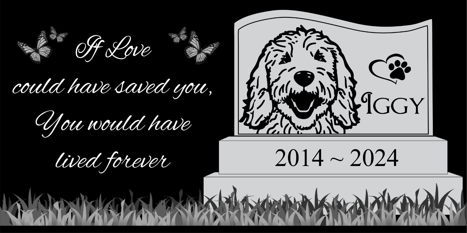 Pet memorial Engraved Marker, headstone Granite gravestone, Rottweiler dog