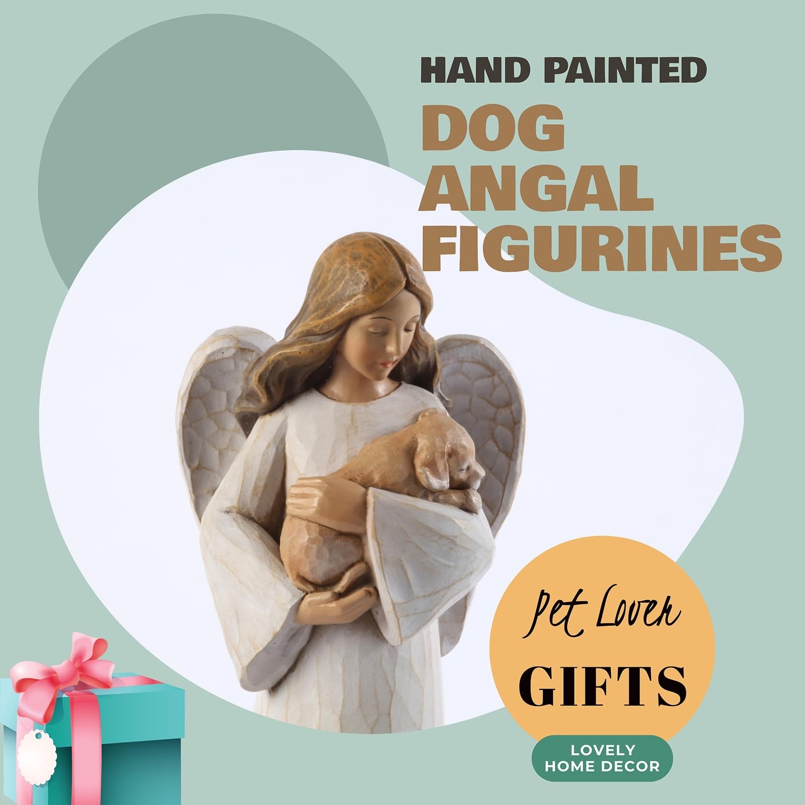 Dog Angel Figurines, 8 Inches Guardian Angel Gifts for Dog Lovers, Hand Paint…