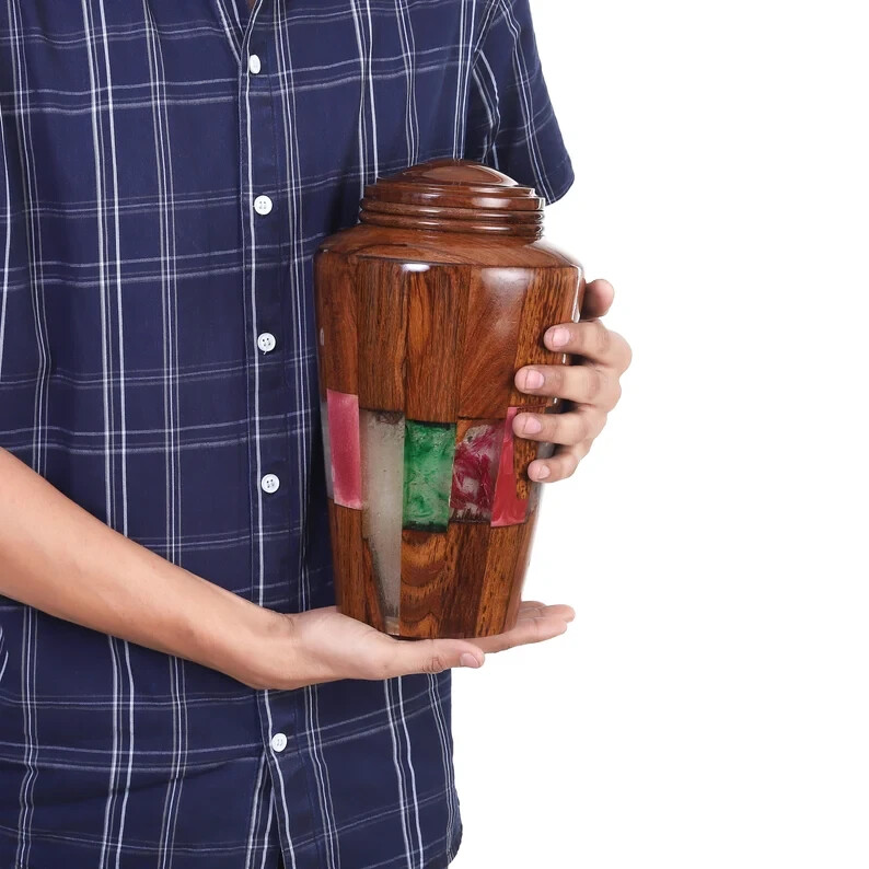 Wooden Urns for Human Ashes Adult Male Female – Cremation Urn Large Wood Urn Box