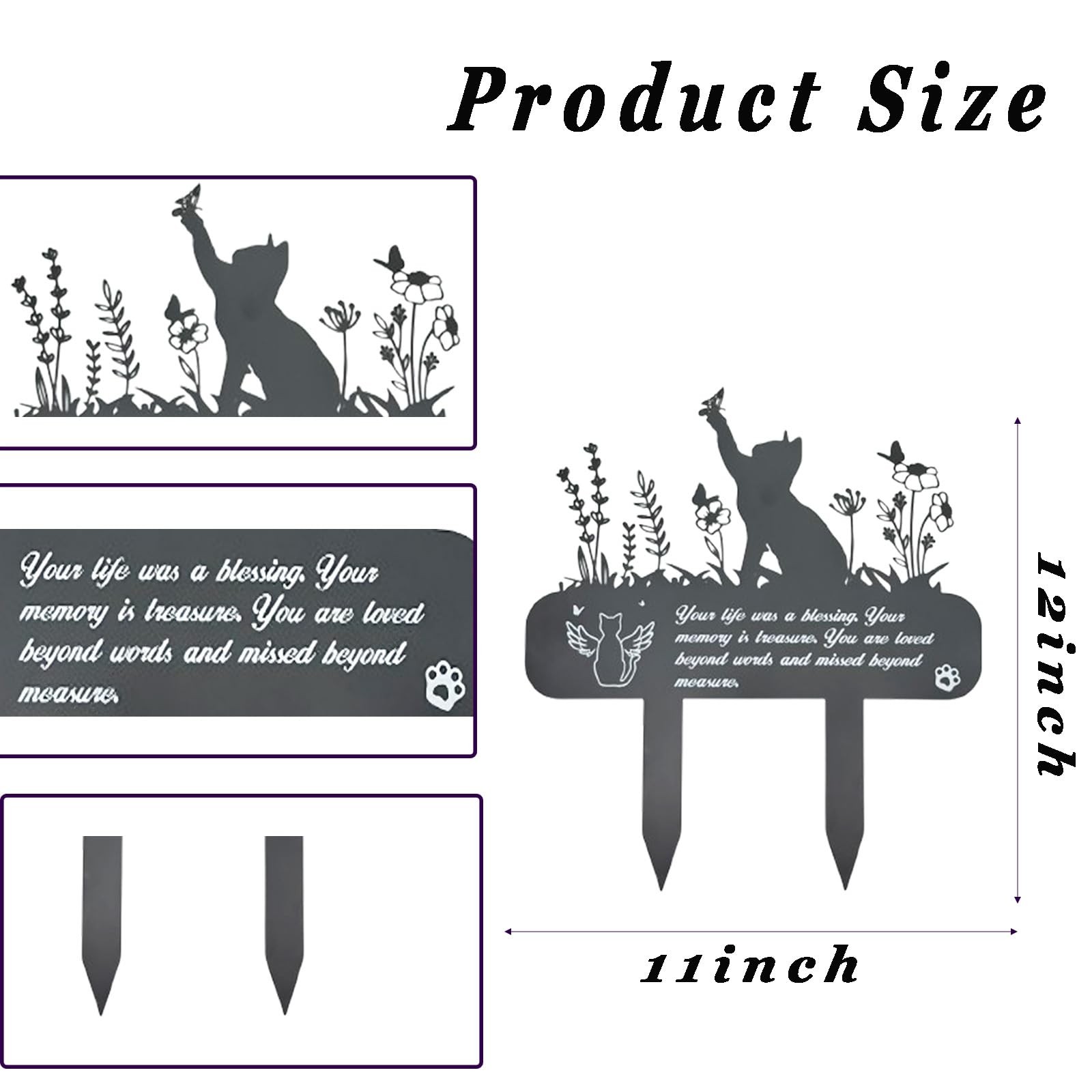 Pet Grave Markers Metal Cat Memorial Plaque，Pets Waterproof Grave Stakes Plaq…