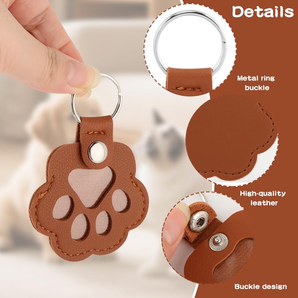 Pet Fur Keepsake Keychain Set, 6 Pack Paw Shaped Cat and Dog Hair Holder Keyc…