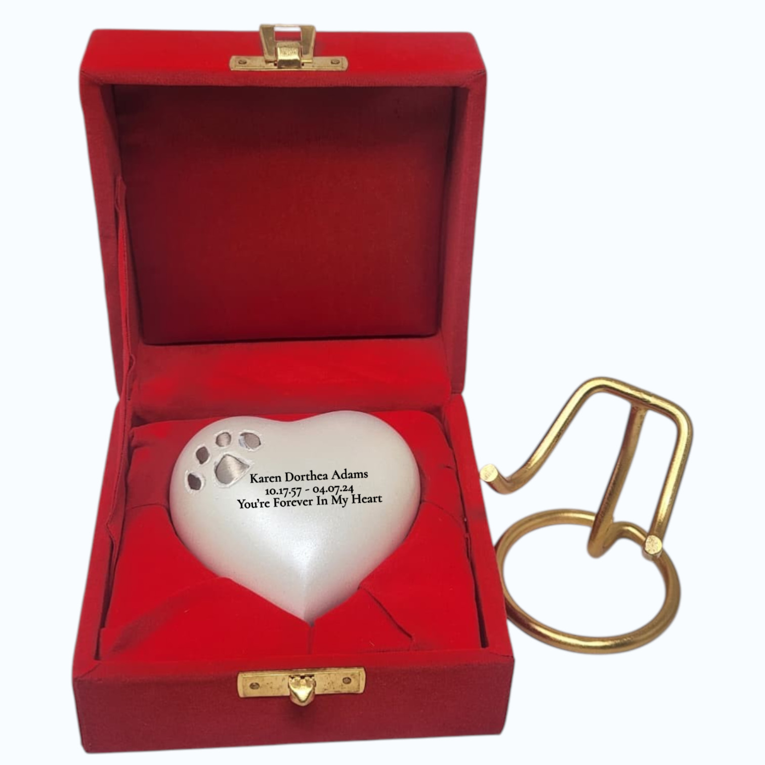 Custom Heart Pet Urn for Ashes Paw Print Engraved Dog Cat Memorial Keepsake