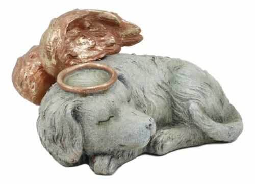 Heavenly Halo Angel Dog Urn Statue 8″L Pet Memorial All Dogs Go To Heaven