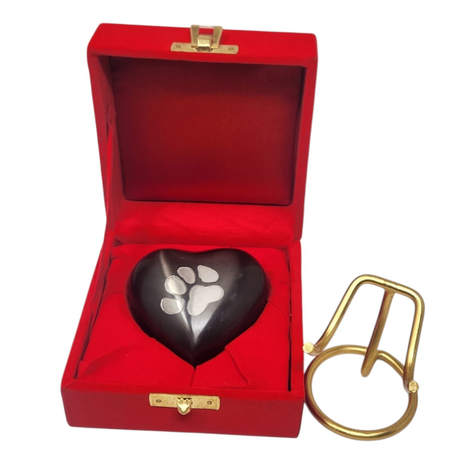 Black Paw Print Heart Pet Urn for Ashes Dog Cat Memorial Keepsake Urn with Box
