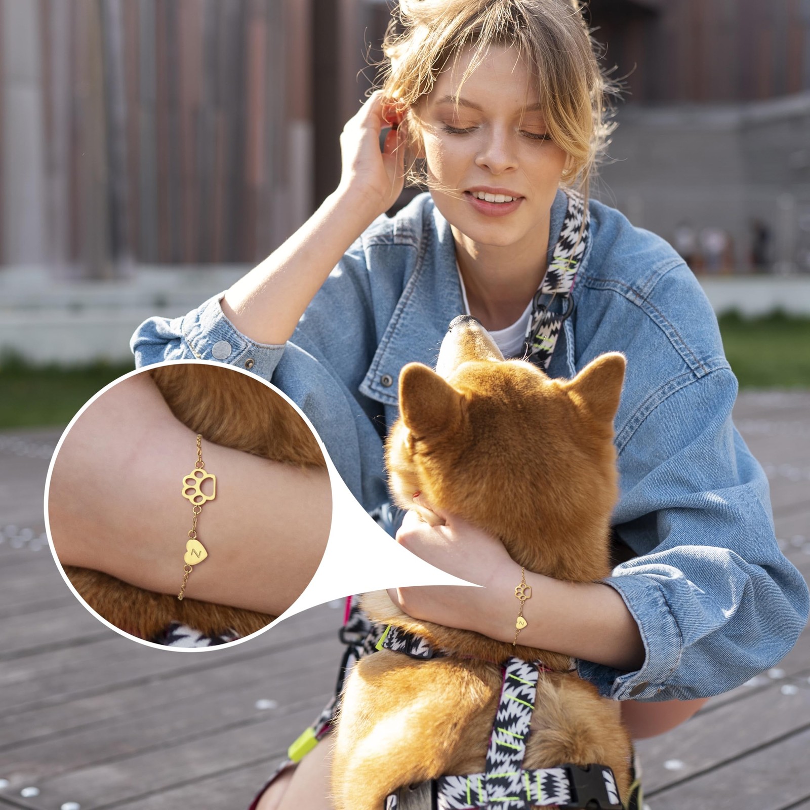 Dog Memorial Gifts for Loss of Dog Paw Initial Bracelet for Women with Heart …