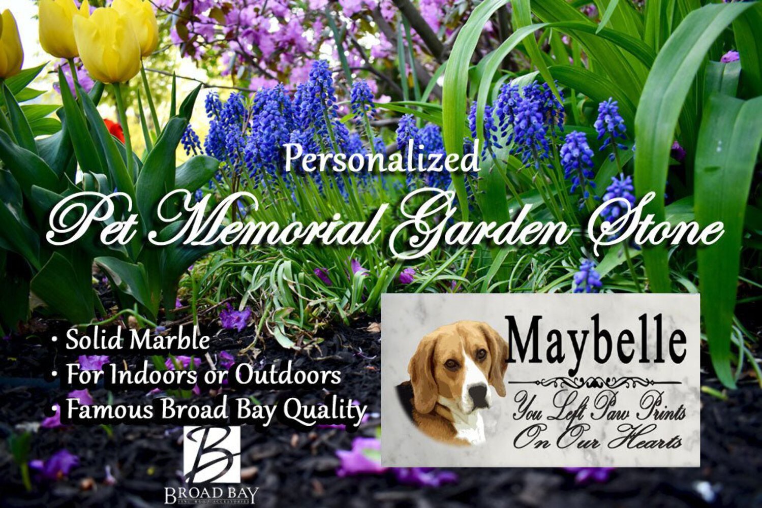 Beagle Memorial Marble Stone Plaque Personalized Garden Plaque Grave Marker Outd