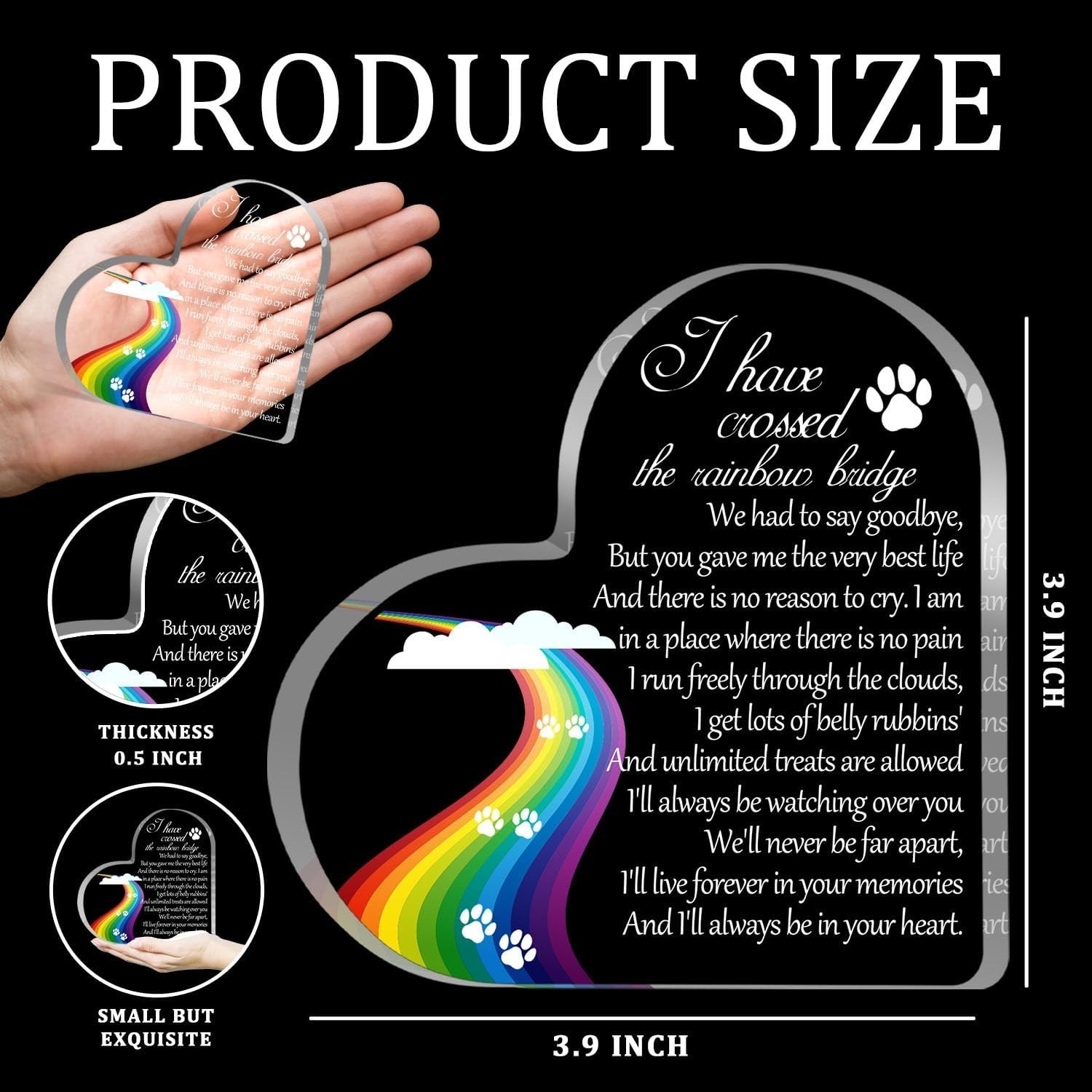 Pet Memorial Gifts, Sympathy Gift for Loss of Dog Cat, Pet Memorial Acrylic Rain
